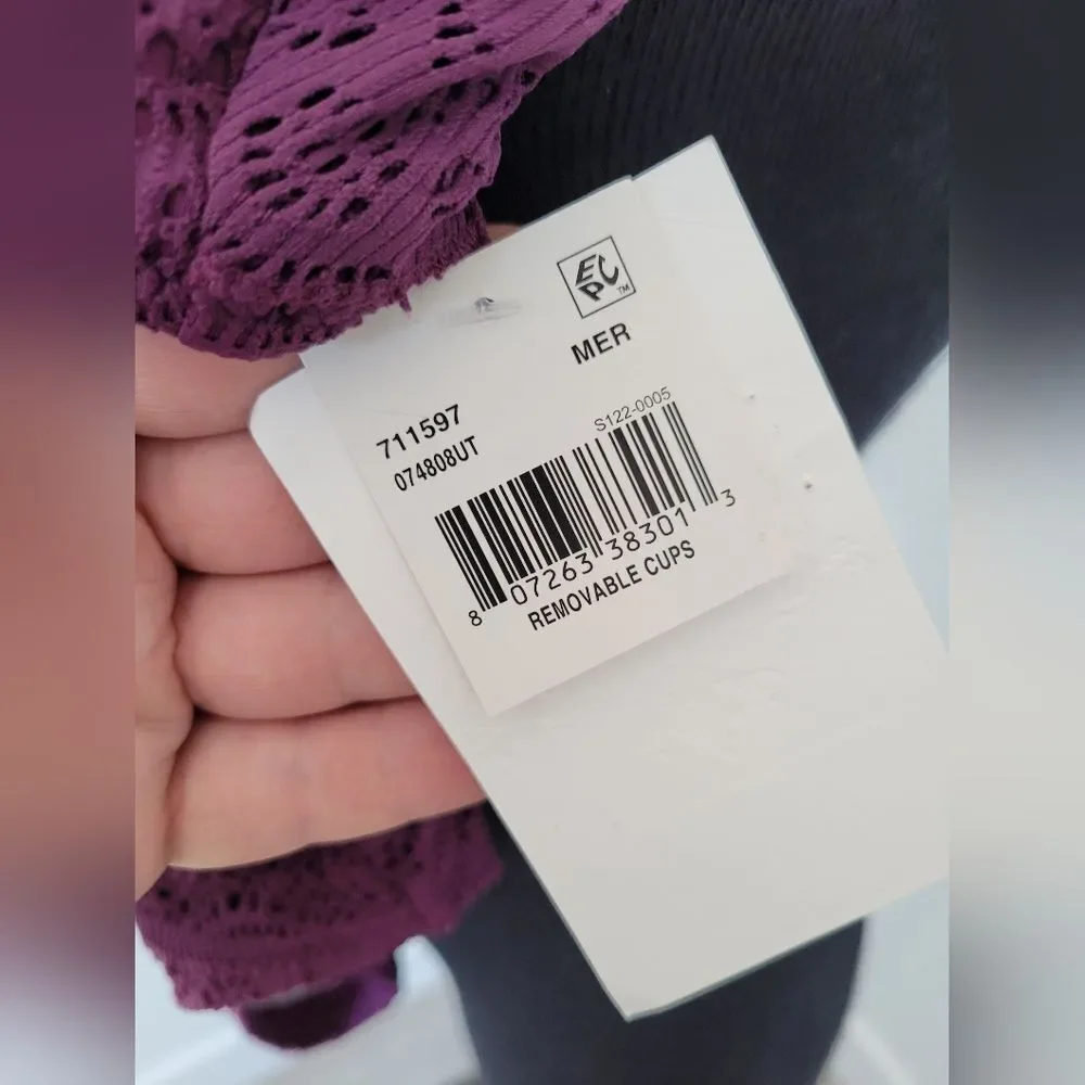 NEW BECCA Swim One Piece Swimsuit Purple Play Crochet Festival Beach Resort XS - Picture 6 of 8